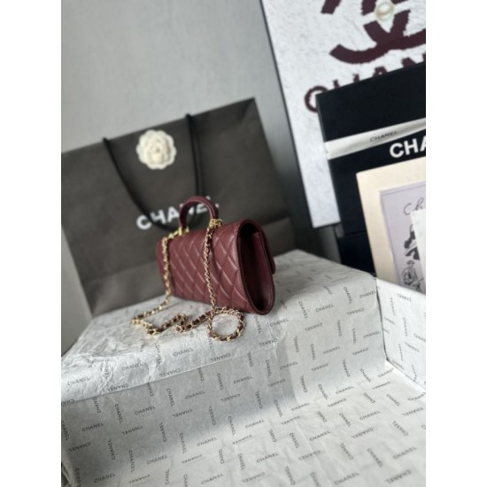 Replica di alta qualità Borsa Chanel 26A con manici pelle con motivo a sfere AS5280 Borgogna Replica Perfetta Borsa Chanel 26A con manici pelle con motivo a sfere AS5280 Borgogna Imitazione Falsa
