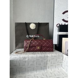 Borsa Chanel 26A con manici pelle con motivo a sfere AS5280 Borgogna