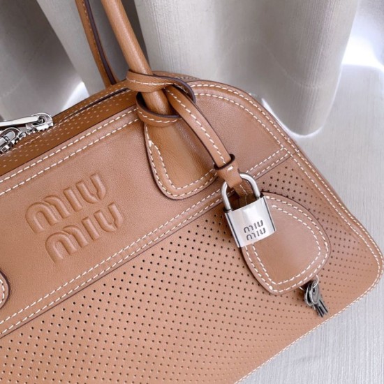 Borsa da bowling Miu Miu Vivant 5BB199 Marrone Borsa da bowling Miu Miu Vivant 5BB199 Marrone