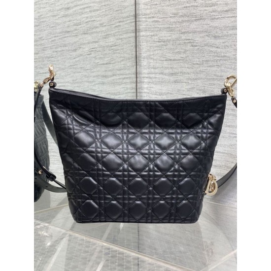 Replica di alta qualità Borsa Dior Toujours Hobo cucitura cannage Nero Replica Perfetta Borsa Dior Toujours Hobo cucitura cannage Nero Imitazione Falsa