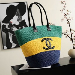Replica Perfetta Borsa shopping maxi Chanel Coco Beach Rafia Imitazione Falsa