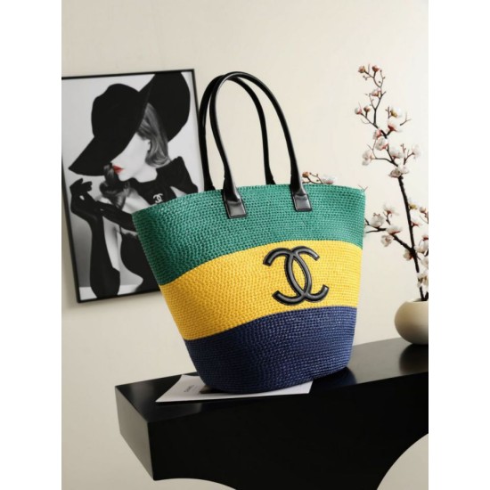 Replica Perfetta Borsa shopping maxi Chanel Coco Beach Rafia Imitazione Falsa