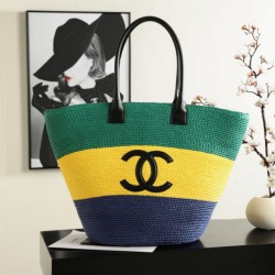 Replica Perfetta Borsa shopping maxi Chanel Coco Beach Rafia Imitazione Falsa