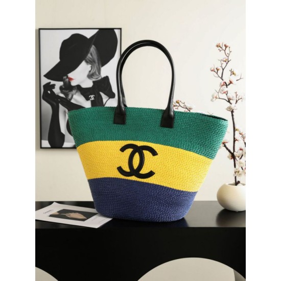 Replica Perfetta Borsa shopping maxi Chanel Coco Beach Rafia Imitazione Falsa