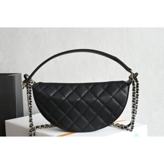 Replica di alta qualità Chanel 26S Quilted Hobo crescent-shaped bag AS5094 Nero Replica Perfetta Chanel 26S Quilted Hobo crescent-shaped bag AS5094 Nero Imitazione Falsa