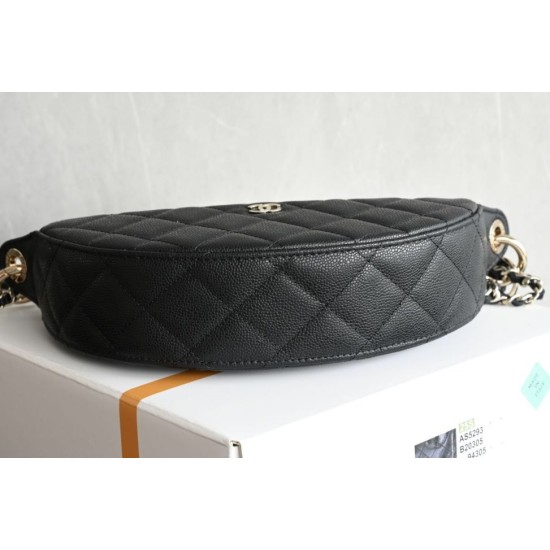 Replica di alta qualità Chanel 26S Quilted Hobo crescent-shaped bag AS5094 Nero Replica Perfetta Chanel 26S Quilted Hobo crescent-shaped bag AS5094 Nero Imitazione Falsa