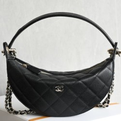 Replica Perfetta Chanel 26S Quilted Hobo crescent-shaped bag AS5094 Nero Imitazione Falsa