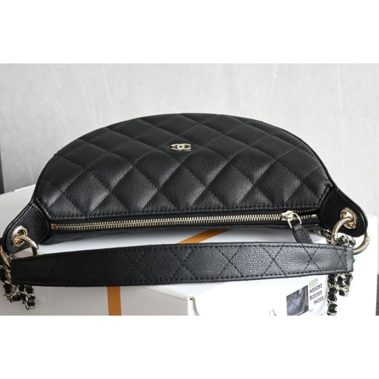 Replica di alta qualità Chanel 26S Quilted Hobo crescent-shaped bag AS5094 Nero Replica Perfetta Chanel 26S Quilted Hobo crescent-shaped bag AS5094 Nero Imitazione Falsa