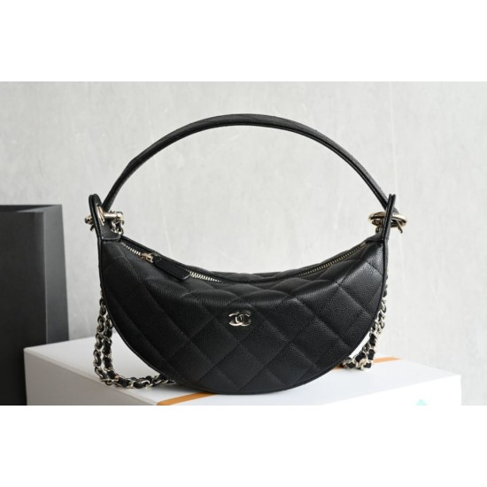Replica di alta qualità Chanel 26S Quilted Hobo crescent-shaped bag AS5094 Nero Replica Perfetta Chanel 26S Quilted Hobo crescent-shaped bag AS5094 Nero Imitazione Falsa