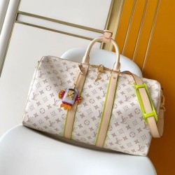 [Chip 163c01] Borsa da viaggio Louis Vuitton Keepall Bandoulière 45 M29674 Bianca