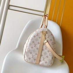 [Chip 163c01] Borsa da viaggio Louis Vuitton Keepall Bandoulière 45 M29674 Bianca