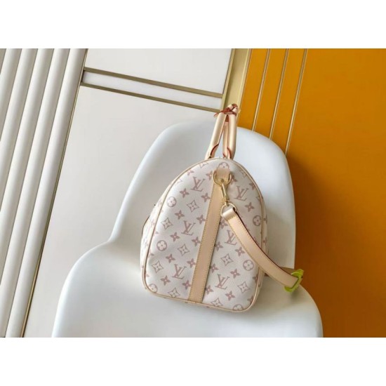 [Chip 163c01] Borsa da viaggio Louis Vuitton Keepall Bandoulière 45 M29674 Bianca