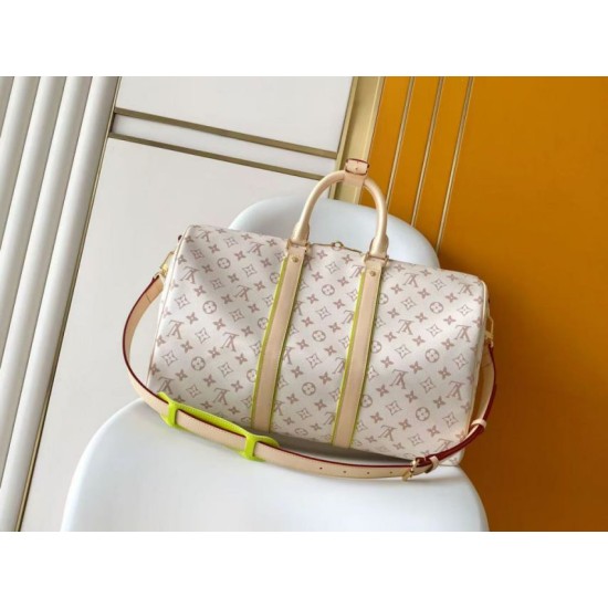 [Chip 163c01] Borsa da viaggio Louis Vuitton Keepall Bandoulière 45 M29674 Bianca