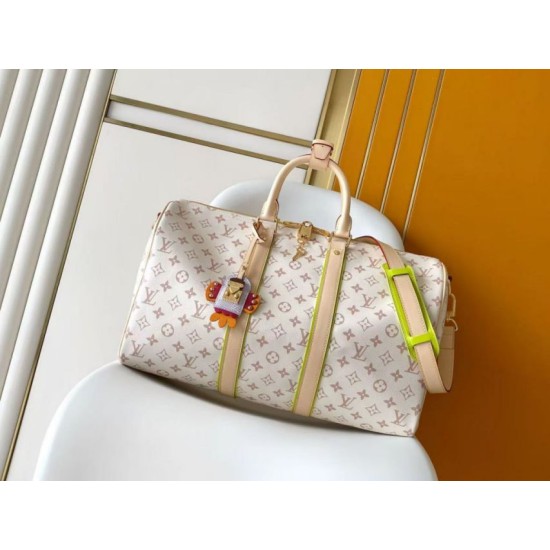 [Chip 163c01] Borsa da viaggio Louis Vuitton Keepall Bandoulière 45 M29674 Bianca