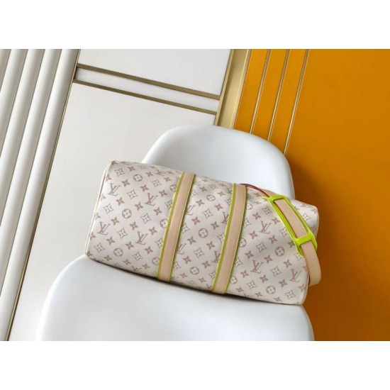 [Chip 163c01] Borsa da viaggio Louis Vuitton Keepall Bandoulière 45 M29674 Bianca