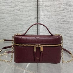 Replica Perfetta Pochette Dior il trucco Lady Dior Borgogna Imitazione Falsa