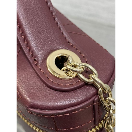 Replica di alta qualità Pochette Dior il trucco Lady Dior Borgogna Replica Perfetta Pochette Dior il trucco Lady Dior Borgogna Imitazione Falsa