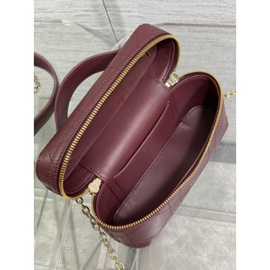 Replica di alta qualità Pochette Dior il trucco Lady Dior Borgogna Replica Perfetta Pochette Dior il trucco Lady Dior Borgogna Imitazione Falsa