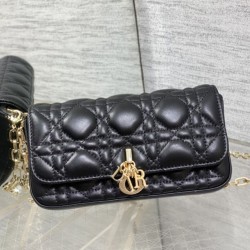 Replica di alta qualità Pochette per cellulare Dior My Dior Talk nera Replica Perfetta Pochette per cellulare Dior My Dior Talk nera Imitazione Falsa