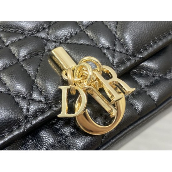 Replica di alta qualità Pochette per cellulare Dior My Dior Talk nera Replica Perfetta Pochette per cellulare Dior My Dior Talk nera Imitazione Falsa