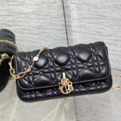Replica Perfetta Pochette per cellulare Dior My Dior Talk nera Imitazione Falsa