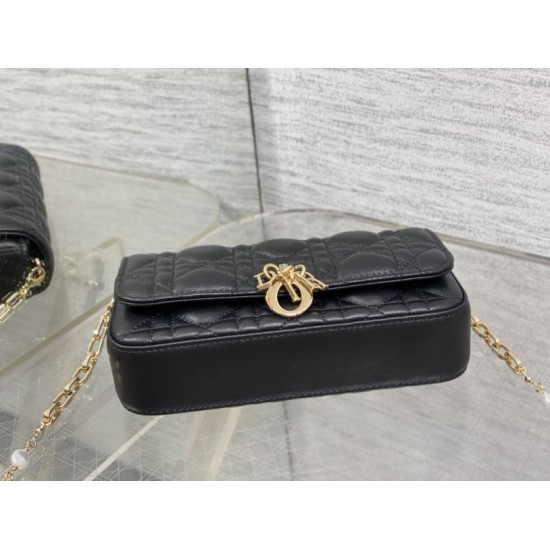 Replica di alta qualità Pochette per cellulare Dior My Dior Talk nera Replica Perfetta Pochette per cellulare Dior My Dior Talk nera Imitazione Falsa