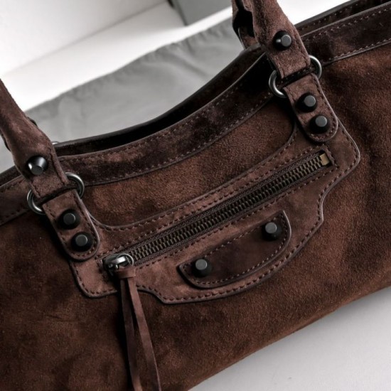 Replica perfetta Borsa a tracolla Balenciaga Le City East/West scamosciata caffè Replica perfetta Borsa a tracolla Balenciaga Le City East/West scamosciata caffè