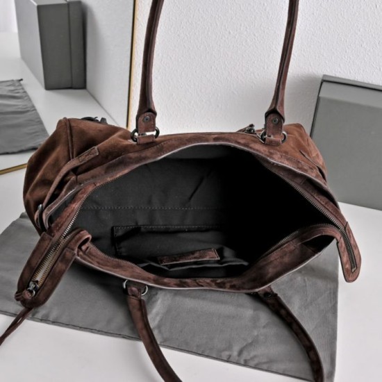 Replica perfetta Borsa a tracolla Balenciaga Le City East/West scamosciata caffè Replica perfetta Borsa a tracolla Balenciaga Le City East/West scamosciata caffè