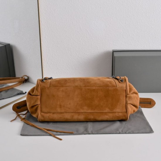 Borsa Replica di lusso a tracolla Balenciaga Le City East/West scamosciata Marrone Borsa Replica di lusso a tracolla Balenciaga Le City East/West scamosciata Marrone