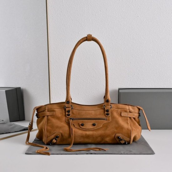 Borsa Replica di lusso a tracolla Balenciaga Le City East/West scamosciata Marrone Borsa Replica di lusso a tracolla Balenciaga Le City East/West scamosciata Marrone