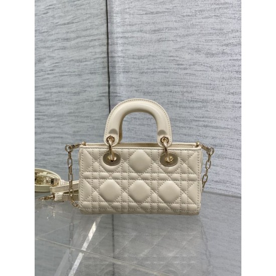 Borse Replica 1:1 Dior D-Joy agnello ricamata con fiocco bianco avorio Borse Replica 1:1 Dior D-Joy agnello ricamata con fiocco bianco avorio