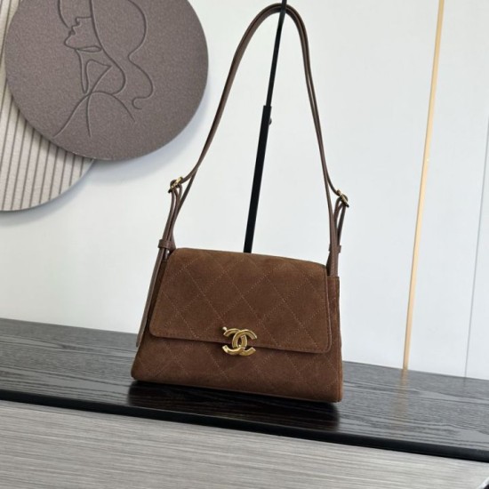 Replica AAA Borse Chanel Souplissimo Piccolo/Maxi Flap scamosciata di vitello Marrone Replica AAA Borse Chanel Souplissimo Piccolo/Maxi Flap scamosciata di vitello Marrone