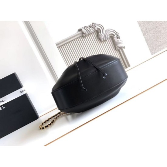 Replica di lusso Borsa a secchiello Chanel AS6617 Cloud con coulisse nera