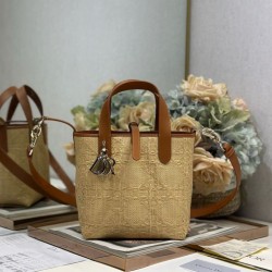 Replica 1:1 Borsa tote verticale Toujours piccola Dior rafia marrone
