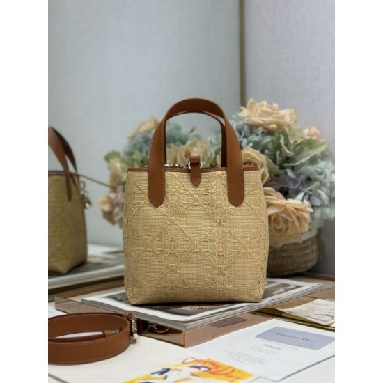 Replica 1:1 Borsa tote verticale Toujours piccola Dior rafia marrone