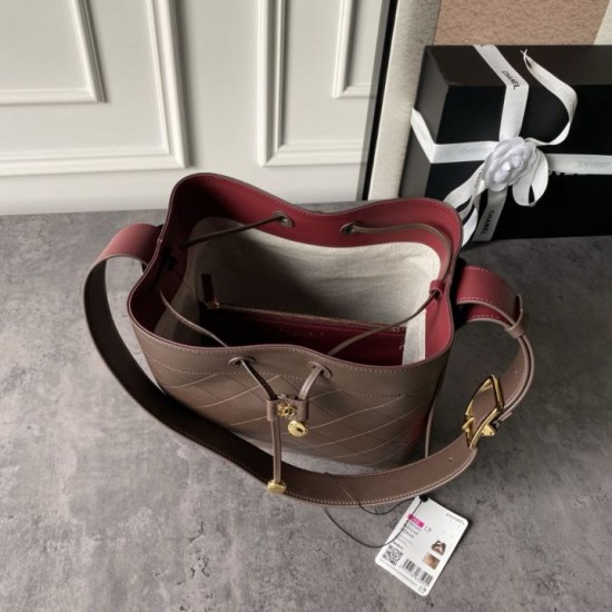 [Replica di alta qualità] Borsa a secchiello Chanel 26B AS6584 con coulisse marrone