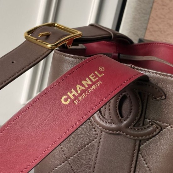 [Replica di alta qualità] Borsa a secchiello Chanel 26B AS6584 con coulisse marrone