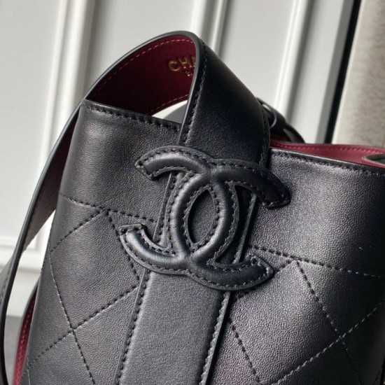 [Replica di alta qualità] Borsa a secchiello Chanel 26B AS6584 con coulisse Nero