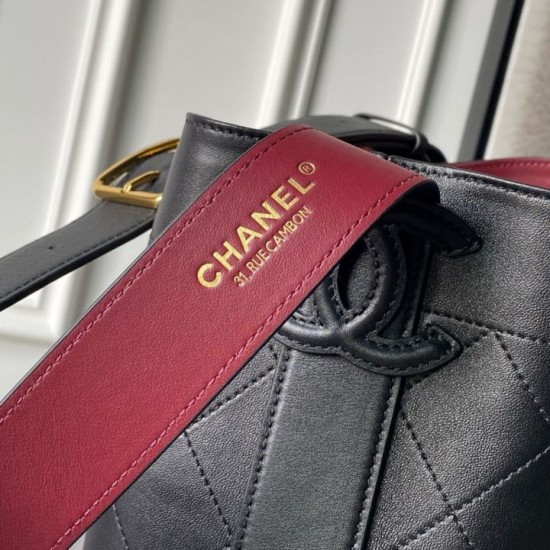 [Replica di alta qualità] Borsa a secchiello Chanel 26B AS6584 con coulisse Nero