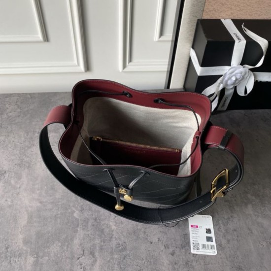 [Replica di alta qualità] Borsa a secchiello Chanel 26B AS6584 con coulisse Nero