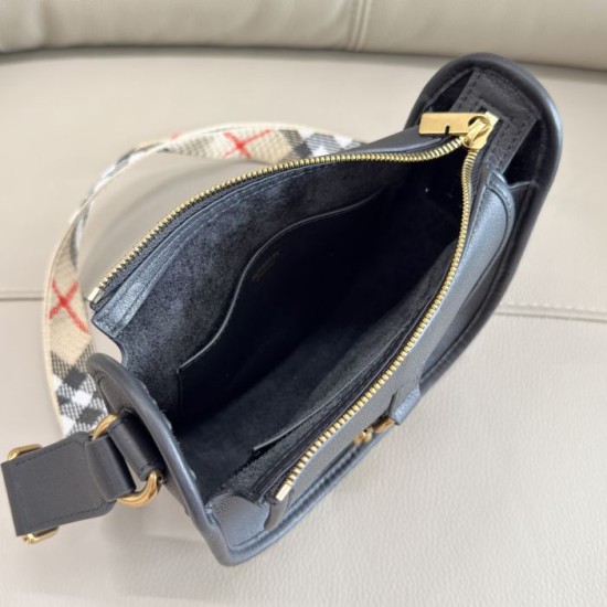 [Replica di alta qualità] Borsa a tracolla Burberry Mini B Clip Nero