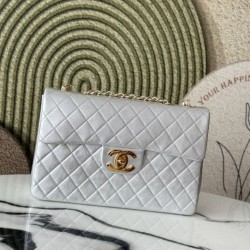 [Replica di alta qualità] Borsa Chanel Vintage Classico Flap 34cm AS3324 Argento