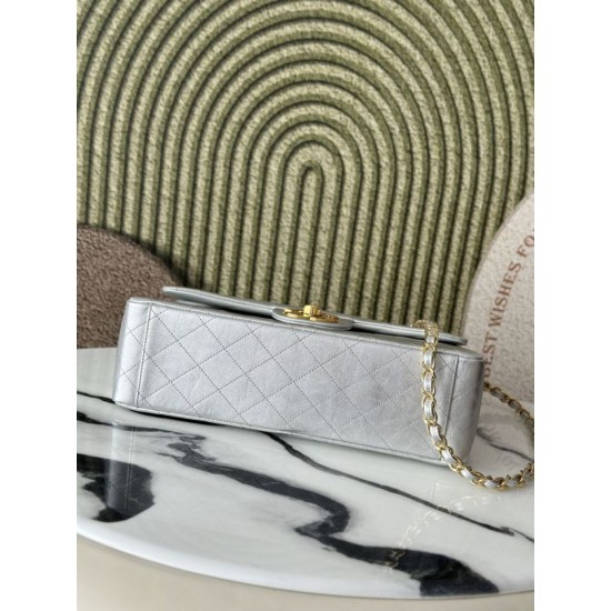 [Replica di alta qualità] Borsa Chanel Vintage Classico Flap 34cm AS3324 Argento