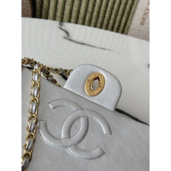 [Replica di alta qualità] Borsa Chanel Vintage Classico Flap 34cm AS3324 Argento