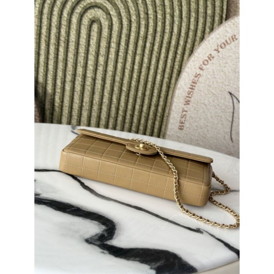 Replica fedele Borsa Chanel Vintage AS3314 chiusura a patta Marrone