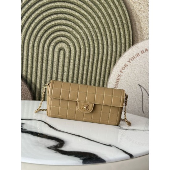 Replica fedele Borsa Chanel Vintage AS3314 chiusura a patta Marrone