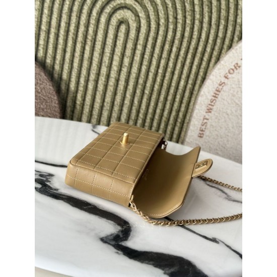 Replica fedele Borsa Chanel Vintage AS3314 chiusura a patta Marrone