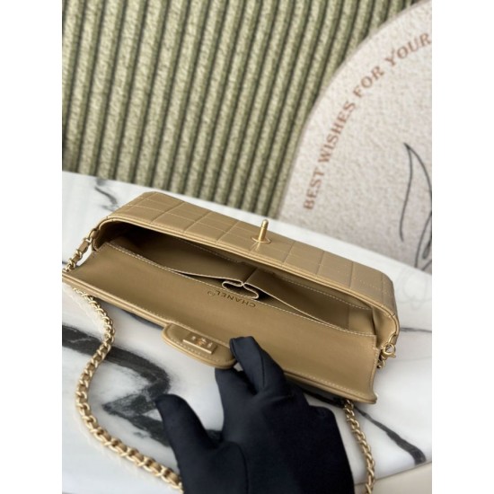 Replica fedele Borsa Chanel Vintage AS3314 chiusura a patta Marrone