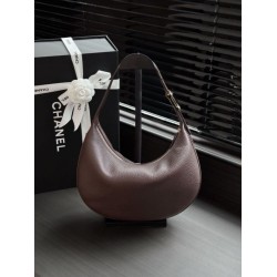 [Alta qualità] Borsa a tracolla Hobo Chanel AS6570 Halfmoon marrone