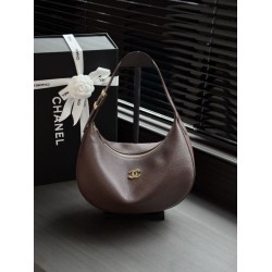 [Alta qualità] Borsa a tracolla Hobo Chanel AS6570 Halfmoon marrone